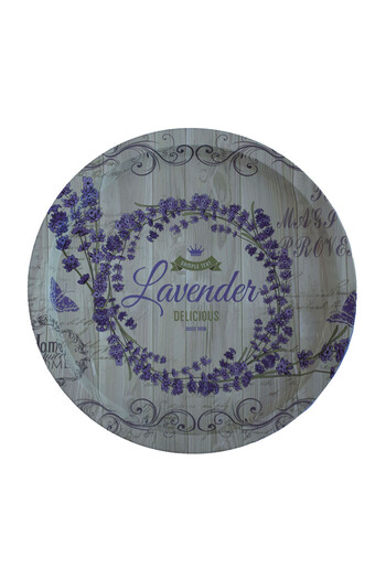 PUFO Round metal plate type tray Pufo Purple lavender for serving dessert, cakes, appetizers, 33 cm