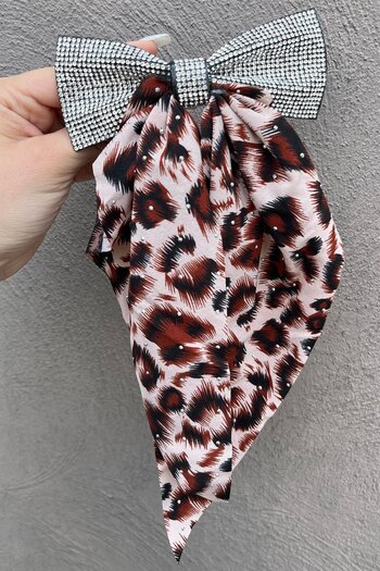 TAKIŞTIR Brown Color Leopard Patterned Stone Detailed Vending Machine Buckle