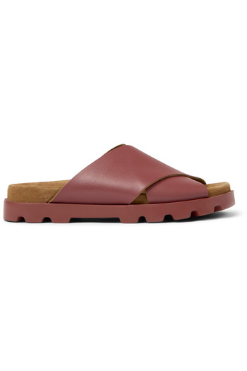 CAMPER Men's Red Hook And Loop Thick Strap Slippers Genuine Leather Flexible Sole Classic Brutus