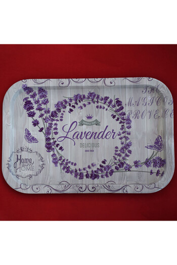 PUFO Purple lavender metal tray plate for serving dessert, cakes, appetizers, 40 x 29 cm