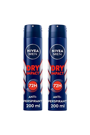 NIVEA MEN Dry Impact Antiperspirant Deodorant for Men 48h Protection Spray 200ml, Pack of 2