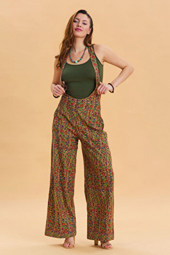 Los banditos Women's Bohemian Jumpsuit with Zipper Detailed Pockets