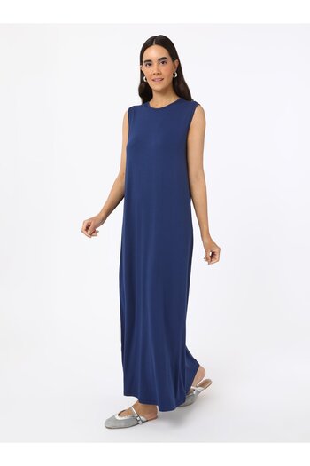 Benin Viscose Sleeveless Underwear Dress - Navy Blue - Benin