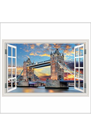 media Self-adhesive and washable wall mural Tower Bridge Window, London, 300 x 200 cm