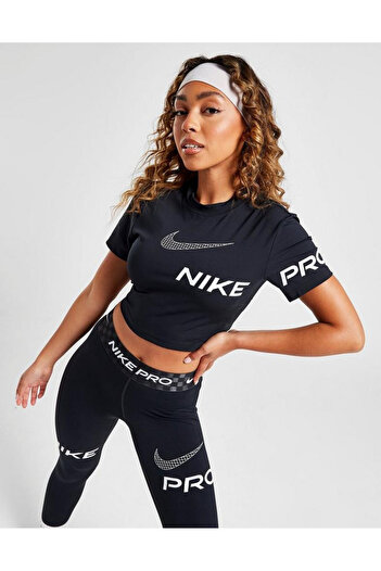 Nike Pro Dri-Fit Cropped Graphic Training Γυναικείο T-Shirt με κοντό μανίκι-DX0078-010-SPORTXOUTLET
