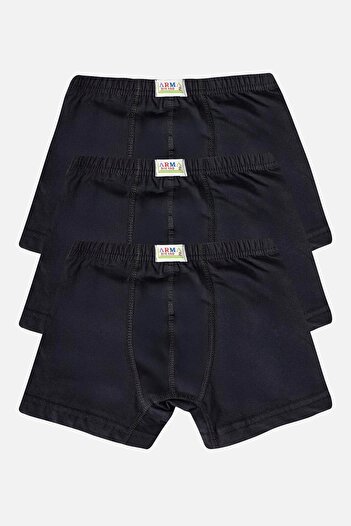 Arma Yıldız Boy's Cotton Soft and Flexible Lycra Boxer 3 Pack Black