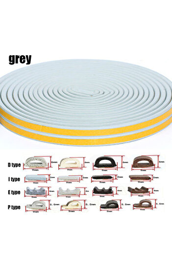 Choice 5M (16.4ft) D (9mmx6mm) grey 5m/10m Weather Stripping Door Seal Strip Diep Self-adhesive Draft Stopp