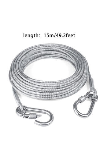 Choice 15m Double-headed Dog Tie Out Cable Leash ,raction rope with metal buckle steel wire anti-rust train