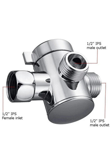BOEM Shower diverter, 3-way, chrome, 55x70x20mm