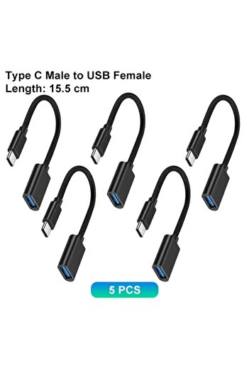 Choice 5 قطع محول من النوع C إلى USB 3.0 USB-C 3.1 ذكر OTG A أنثى موصل بيانات لجهاز MacBook Pro iPad Mini