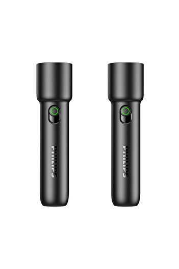 Philips 18650 تركيز ثابت أسود قطعتين فيليبس 2025 جديد قطعتين EDC مصباح يدوي محمول قابل لإعادة الشحن LED فلاش