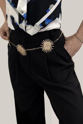 New Obsessions Gold Women's Belt with Sun Figure