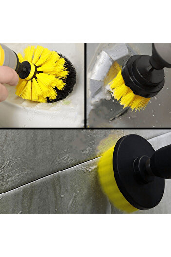 OEM Set of 3 cleaning brushes, For drill, Yellow