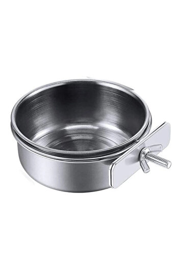 Choice1 10cm Rabbit Hamster Pet Food Dish Stainless Steel Clamp-on Water Drinker Bird Feeder Parrot Feeding