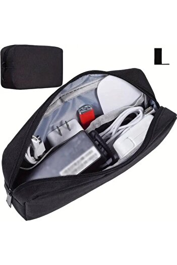 Choice1 L size Black Storage Bag Cable Cord Organizer Travel Bag Small Electronics SD Card Power Bank Storag