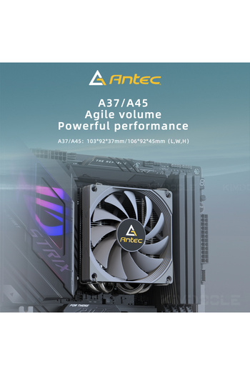 Choice مبرد وحدة المعالجة المركزية Antec A37 ذو ملف ضغط للأسفل، 4 أنابيب حرارية، مشعاع تبريد هواء 90، RGB A37 رمادي، بدون ألوان