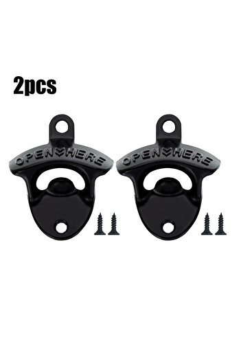 Choice black 2pcs Zinc Alloy Wall Bottle Opener Kitchen Bottle Opener Retro Alloy Wall Mounted with Screws