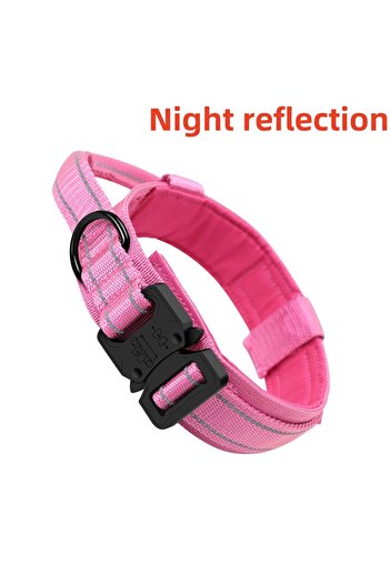 Choice1 Rose red L Reflective Tactical collar Adjustable military training nylon dog collar Dog collar with