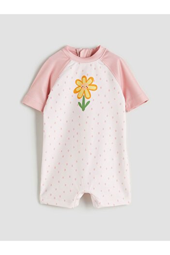 LC Waikiki Lcw Baby Floral Short Sleeve Baby Girl Swimsuit