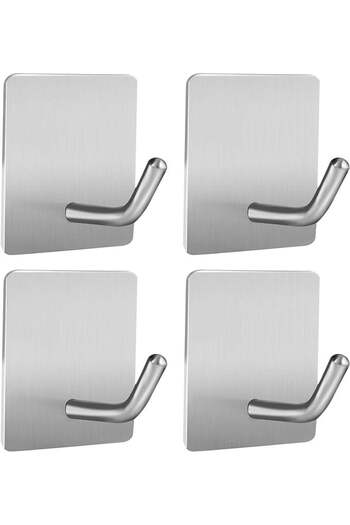Paefiu Set de 4 cârlige pentru prosoape Paefiu, oțel inoxidabil, argintiu, 4,5 x 4,5 x 4,5 cm
