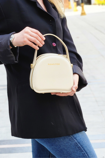 HAMILTON Original Design Cream Women's Shoulder Bag Handbag 3 Compartment Crossbody Bag