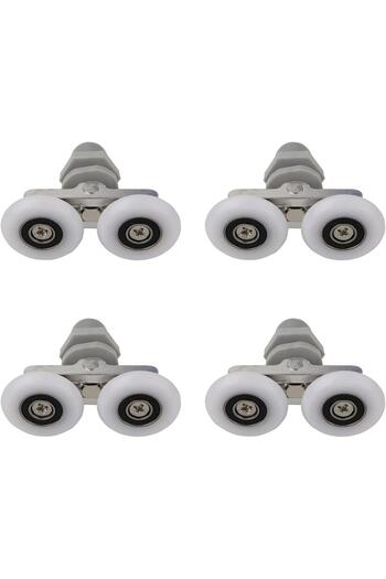 OEM Set of 4 shower door rollers, 23 mm, Aluminum, White/Grey