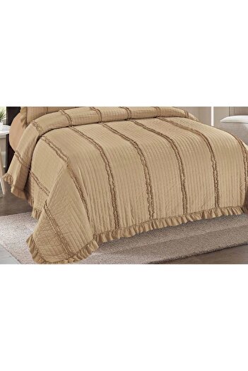 CHIRASO CHIRASO 3-Piece Duvet Cover Set, 230x250 cm, Satin Cotton, Flounce Pattern, UNI, brown