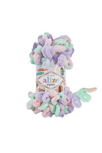 Alize Puffy Color Knitting Yarn 5 Pack – Colored Yarn That Can Be Knitted with Fingers Without Needles and Crochet