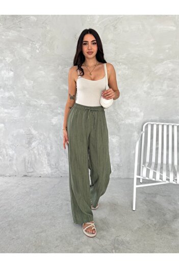 winmoda Women's Linen Pants - Aged Linen Fabric - Linen