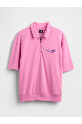 GAP Erkek Pembe VintageSoft Spor Çeyrek Fermuarlı Pullover Sweatshirt