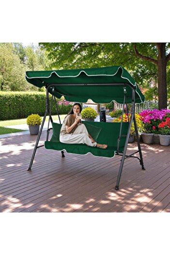 ECARLA Covered garden swing, 3 seats, maximum 260 kg, green cushions, JollyMag, HO01ZIE