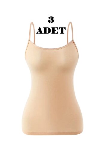 Özten 3 Pack Combed Cotton Ribbed Thread Strap Women's Undershirt Inci510
