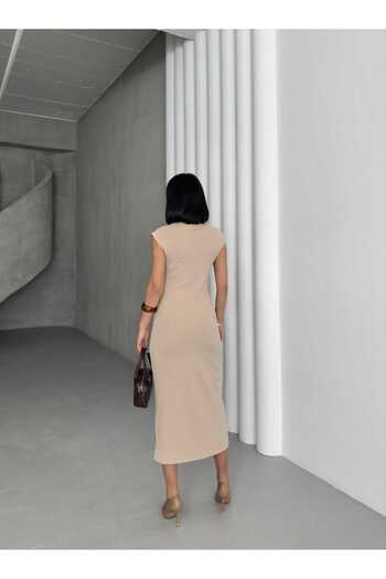 Butik Merrline Γυναικείο φόρεμα με λεπτομέρεια με κορδόνια με κουμπιά