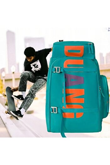 zola Teenage backpack with skateboard holder, 55 L, waterproof, nylon, 60 x 30 x 20 cm, turquoise