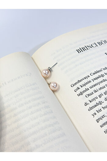 Zey Jewellery Elegant İnci Küpe - 925 Ayar Gümüş, 8mm İnci Küpe