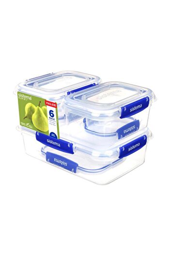 Generic sistema 6-Piece Leak-Proof Klip It Plus Essentials Food Storage Container Set Clear and Blue 881766