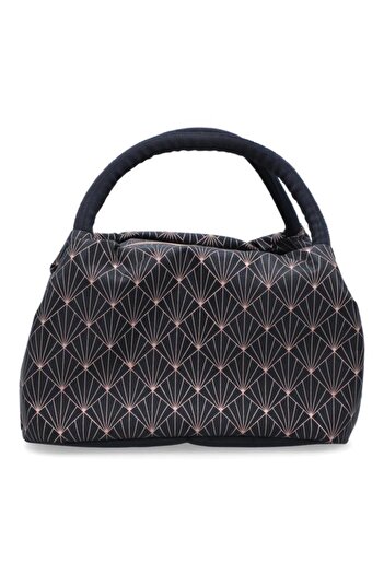 Generic smash Zipper Closure Geo Diamond Pattern Paddington Lunch Bag Navy and Beige