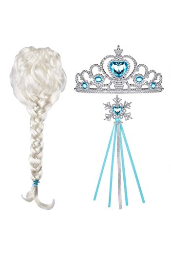 Depox Frozen Princess Elsa Wig, Wand, Tiara Set, IdeallStore®, Halloween