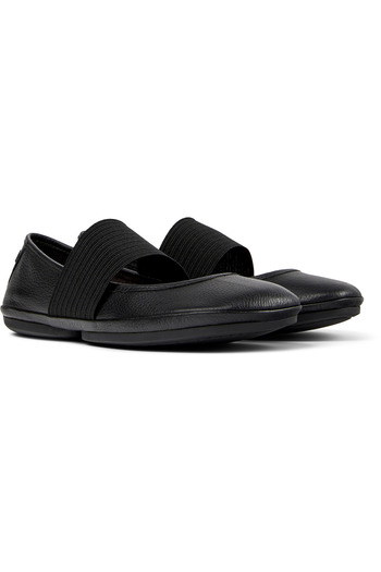 CAMPER Women's Black Genuine Leather Ballet Flats with Elastic & Soft Eva Insole Right