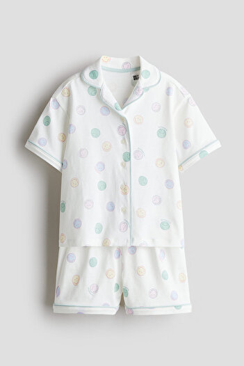 H&M Pamuklu ve Baskılı Pijama Takımı