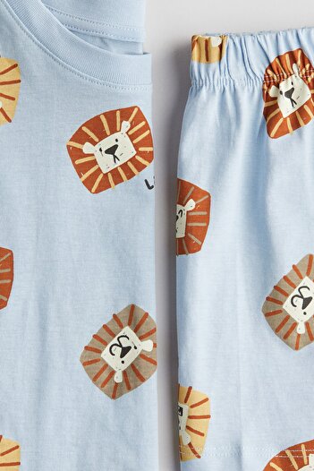 H&M Baskılı Jarse Pijama Takımı