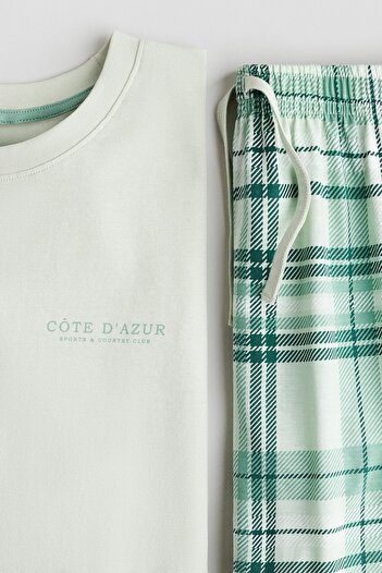 H&M Pamuklu Jarse Pijama Takımı