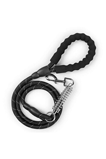 Ropet Dog leash with shock-absorbing spring, reflective, 1.5m, Black, Ropet