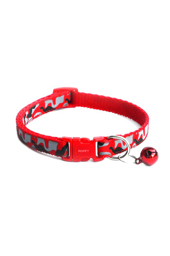 Ropet Adjustable collar with bell for dogs and cats, 18-32cm/1cm, Adjustable, Red, Ropet