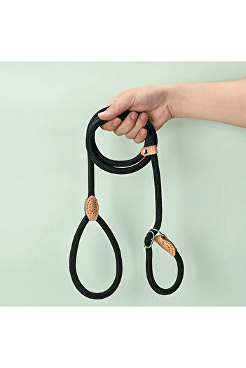 Ropet Cord leash for dogs, with stopper, anti-pull 10mm x 1.5m, Black, Ropet