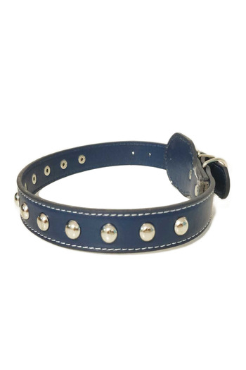 Ropet Ropet leather collar with rhinestones, for dogs, 55cm/25mm, Blue