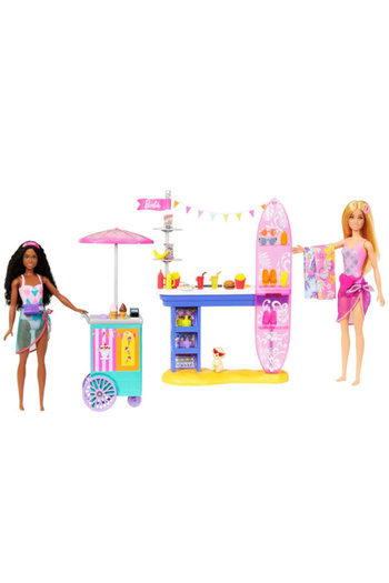 mattel Barbie Playset – Beach Walk, with Barbie Dolls “Brooklyn” & “Malibu”