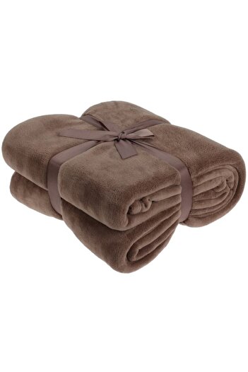 Excellent Houseware Wool blanket 180 x 230 cm ESSENTIALS brown