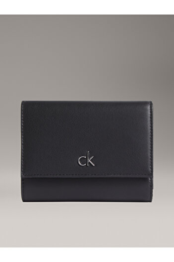 Calvin Klein Women Black Re-Lock Medium Trifold Wallet