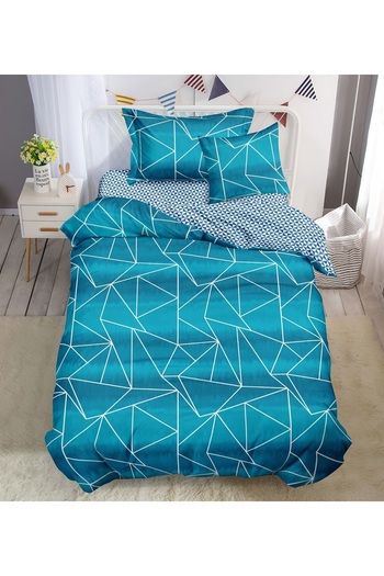 CHIRASO CHIRASO Finet 1 Person Bedding Set, 4 Pieces, Abstract Print, Turquoise